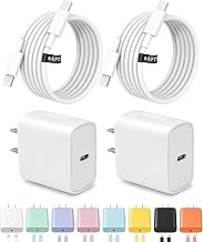 6.6FT iPhone 18 17 16 15 Charger Fast Charging 2-Pack USB C Charger Block
