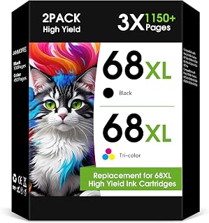 68XL Ink Cartridge 68e Black and Color High Yield Replacement for HP Ink 68