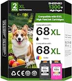 68XL Ink Cartridges Compatible for HP 68XL 68e 68 Ink Cartridges Black Color Combo Pack Replacement for hp Ink 68 68XL 68e Works for HP Envy 6155e 6555e 6152e 6552e 6100e 6500e Series Printer (2 Pack)