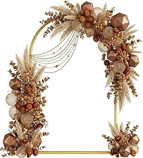 6FT Metal Wedding Arch Backdrop Stand,Stable Wedding Arch Frame for Wedding Ceremony Birthday Party Baby Shower Graduation Anniversary Floral Decoration,Gold