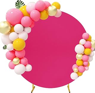 6FT Round Wedding Arch Cover for 6FT Circle Arch Stand, Thick Polyester Fabric Adjustable Circle Arch Backdrop Cover for Wedding Birthday Party Baby Shower Photography Decoration（Rose Red）