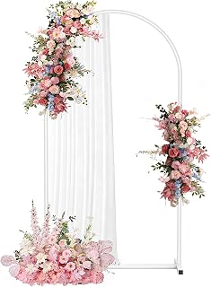 6FT Wedding Arch Backdrop Stand, White Metal Arch Stand for Wedding Ceremony, Birthday Party, Baby Shower, Graduation, Floral Balloon Decoration