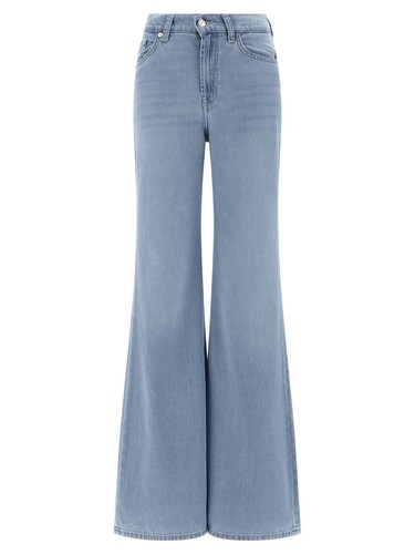 7 For All Mankind Blue Cotton Flared Jeans