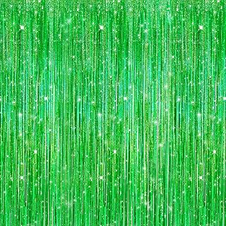 7 Pack 3.3 x 9.9 ft Holographic Green Tinsel Streamers Party Decorations | Foil Curtain Tinsel Backdrop for Birthday Decorations, Graduation Decorations, Wedding, Bachelorette Party, Baby Shower