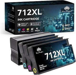 712XL Ink Cartridges Compatible Replacement for HP 712XL 712 Ink Cartridges Combo Pack Works with HP DesignJet T210 T230 T630 T650 Studio Plotter Printer(4 Color Pack, 80-ml Black + 29-ml)