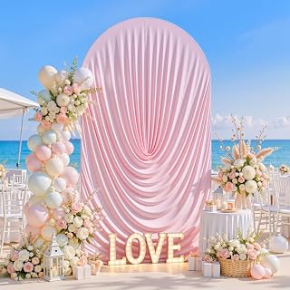 7.2FT Pink Draped Arch Backdrop Cover,Wedding Arch Covers Stretchy Backdrop