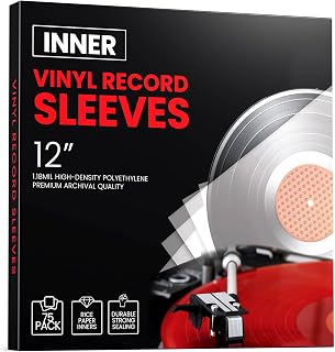 75 Pack Vinyl Inner Sleeves &ndash; 12-inch Record Sleeve &ndash; 1.18mil Thick Rice Paper Vinyl Record Storage Inner Sleeves