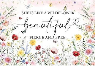 7x5ft She is A Wildflower Backdrop Watercolor Floral Flowers Butterfly Wildflower Theme Girls' Baby Shower Party Decor Inspirational Quotes Sign Banner Birthday Tea Party Background Props