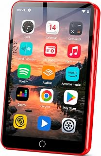 80GB Android MP3 Player with Bluetooth & WiFi, 4 Inch Full Touch Screen MP4 Music Video Player, Built-in Speaker, FM Radio, Streaming Spotify Player Portable Digital Audio Player for Kids