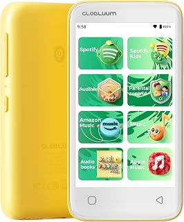 80GB MP3 Player for Kids, Parental Controls, Supports Spotify Kids, Audible, LibriVox, and Kindle, Android MP4 Player Gift with 4" Touchscreen, WiFi and Bluetooth Sunshine Yellow
