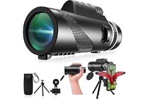 80x100 High‑Powered Monocular Telescope HD Portable Monocular for Adults with Phone Adapter Ideal for Bird Watching Wildlife Travel Camping Hiking‑Black