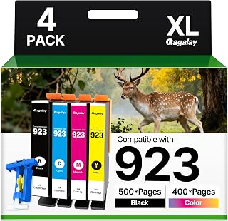 8130e 923 Ink Cartridges Combo Pack Replacement for HP 923 Ink Cartridges | Work for OfficeJet 8120 8122e 8123 OfficeJet Pro 8130e 8120e 8135e 8139e 8120e 8125e Printer Without Chip (4 Pack B/C/M/Y)