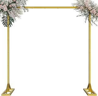 8.2FT Adjustable Backdrop Stand Kit - Square Wedding Arch & Balloon Arch for Photo Booth Background, Baby Shower, Birthday Party Decorations (Portable Frame) (White, 8.2X 8 FT)