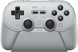 8BitDo Pro 3 Bluetooth Controller for Switch/Switch 2 &ndash; TMR Joysticks, Swappable ABXY Buttons, Pro Back Buttons, Charging Dock, Hall Effect Triggers, for Windows, Apple, SteamOS, Android - Gray