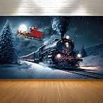 8x6FT Christmas Polar Express Train Photo Backdrop Santa Sleigh Snowy Night Theme Photography Background Winter Wonderland Holiday Party Banner Decoration Photoshoot Supplies Polyester