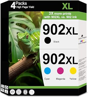 902 XL Ink Cartridges Combo Pack Replacement for HP 902XL to use with OfficeJet 6978 6968 6958 6970 6960 6975 6962 6950 6954 6951 6956 6961 6963 6964 Printer with V13.8.1 Chip (C/M/Y/K, 4 Packs)