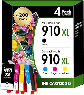 910XL 910 8020 Ink Cartridges for HP Printers for HP910XL XL Black and Color Combo Pack for HP OfficeJet Pro 8020 8035 8025 8028 8030 Office Jet 8010 8015 8018 8022 Series Printer(4 Pack)