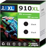 910XL Black Ink Cartridges Combo Pack Replacement for HP 910 XL Black Ink Cartridges, Compatible With OfficeJet Pro 8020 8021 8022 8023 8024 8025 8026 8028 8035, with Upgraded Chip V19.7.1(2 Black)