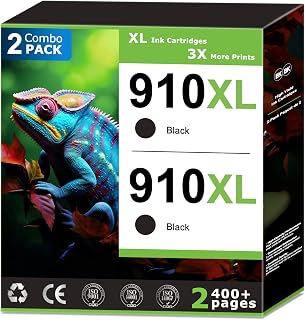 910XL Black Ink Cartridges Replacement for HP 910 Black Ink Cartridges Combo Pack (2 Pack), Compatible with HP Printer OfficeJet Pro 8125e 8130e 9120e 9125e Printer Ink, 910 Ink Updated with V19.8.1