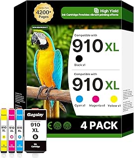 910XL Ink Cartridges Combo Pack for HP 910 Ink Cartridges for HP Printers HP910XL 910 Multipack XL Color HP910 910XL Black and Color Combo Pack Work for Office Jet Pro 8020 8010 8015 Printers, 4 Pack