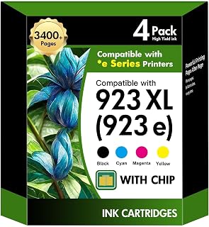 923XL 923 8130e 8125e Ink Cartridges Combo Pack for HP Printers OfficeJet | Replacement for HP923XL 923e Black and Color Ink Cartridge for HP Office Jet Pro 8130e 8125e 8120 8135e 8138e 8139e (4 Pack)