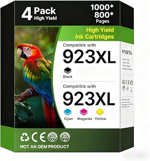 923XL 923 Ink Cartridges Combo Pack: Replacement for HP 923 Ink Cartridges | Black Cyan Magenta Yellow Ink Cartridges (4-Pack) Works with HP OfficeJet Pro 8130e 8135e 8138e 8139e 8125e 8122e 8120 8124e