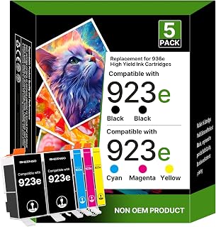 923XL 923 Ink Cartridges for HP Printers with Chip Replacement for HP 923XL Ink Cartridges Combo Pack for OfficeJet Pro 8135e 8130e 8139e 8138e 8122e 8120 8124e 8125e 8130 8132e 8134e Printer, 5 Pack