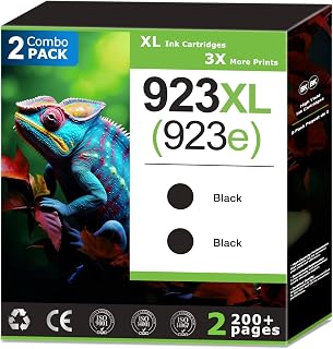 923XL 923e Black Ink Cartridges Replacement for HP 923 Black Ink Cartridges Combo Pack, Compatible with HP Printer OfficeJet Pro 8125e 8130e 9120e 9125e Printer Ink 923, Updated with V19.12.2 (2 Pack)