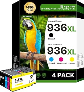 936XL 936 Ink Cartridges Combo Pack: Replacement for HP 936 Black, Cyan, Magenta, Yellow Ink Cartridges (4-Pack) | Works with HP OfficeJet Pro 9125e, 9120e, 9135e, 9120, 9130, Wide Format 9730