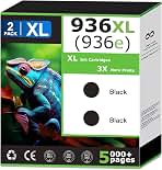 936XL 936e Black Ink Cartridges Compatible With HP 936 Black Ink Compatible with OfficeJet Pro 9120 9122 9125 9128 9130 9117b 9120b 9130e 9125e 9128e High Yield Updated with V19.12.1 Chip (2 Pack)