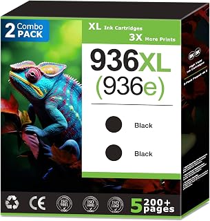 936XL 936e Black Ink Cartridges Replacement for HP 936 Black Ink Cartridges Combo Pack, Compatible with HP OfficeJet Pro 9122e 9125e 9128e 9730e 9110 Printer Ink 936, Updated with V19.12.2 (2 Pack)