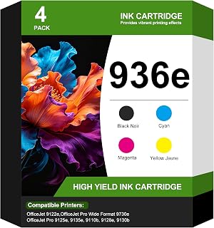 936XL 936e Ink Cartridges 4-Pack for HP 936 OfficeJet Pro 9125e 9135e BCMY