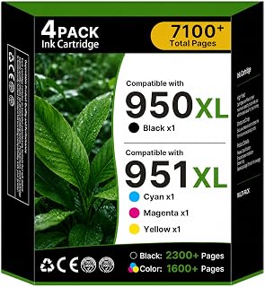 950XL 951XL Ink Cartridges for HP 950 951 Ink Cartridges Combo Pack C2P01FN | 950XL and 951XL Ink Cartridges Combo Pack Use for HP OfficeJet Pro 8600 8610 8615 8620 8100 8630 8660 8640 276DW 251DW 4-Pack