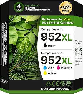 952XL Ink | Work for HP 8710 Printer Ink Cartridges, HP952XL/952XL Work for HP Officejet Pro 7740 8720 8715 8210 Printers, High Page