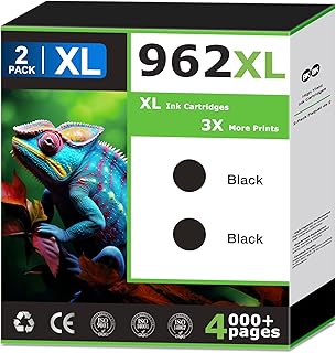 962XL Black Ink Cartridges Combo Pack Replacement for HP 962 XL Black Ink Cartridges, Compatible With OfficeJet Pro 9010 9012 9014 9015 9016 9018 9020 9022 9025, with Upgraded Chip V19.7.1(2 Black)