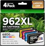 962XL Ink Cartridges Combo Pack High Yield 4-Pack Compatible with HP OfficeJet Pro 9010 9015 9018 9020 9025 9014 9016 9019 Printer, Replacement for HP 962 Ink Cartridges HP962 HP962XL