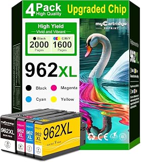 962XL Ink Cartridges Combo Pack Replacement for HP 962 XL Ink Cartridges Work With OfficeJet Pro 9010 9012 9014 9015 9016 9018 9020 9022 9025 Black Cyan Magenta Yellow, Updated with V19.7.1 (4 Pack)