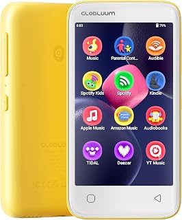 96GB MP3 Player with Bluetooth 5.0 and WiFi, Music Player with Spotify, Audible, Pandora, Libby, Spotify Kids, 4" Touchscreen Android MP4 Player with HiFi Sound (Sunshine Yellow)