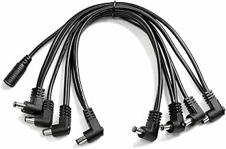 9V Daisy Chain Cable For Guitar Effects Pedals, 8 Outputs, 5.5mm x 2.1mm Negative Center Polarity, 12 Inch Between Connectors