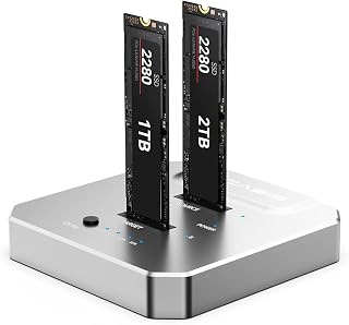 ACASIS 20Gbps M.2 NVMe SSD Cloner & Docking Station, Dual-Bay Duplicator | Offline Cloning &bull; Aluminum Heat Dissipation &bull; Tool-Free Installation &bull; PCIe NVMe M-Key Support &bull; USB Adapter Design