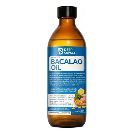 Aceite Higado Bacalao Omega 3  250ml Vitaminas A D Natural Tipico