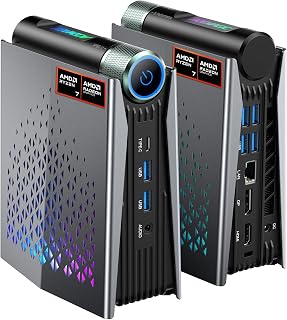 ACEMAGICIAN S3A Mini PC Windows 11 Pro, Ryzen 7 H 255(up to 4.9GHz), 16GB LPDDR5 512GB NVME PCIe4.0 SSD Computer with Radeon 780M Graphics, RGB Lights 3 Modes Small Desktop for Business Home Office