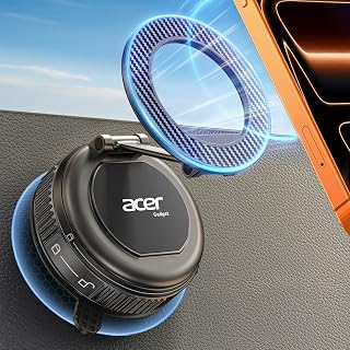 Acer Gadget Car Phone Mount, Magnetic Phone Holders for Your Car [Strongest 108+LBS Suction & 5000gf Magnetic, Carbon Fiber] 360&deg; Adjustable Holder for Cell Phone, Fit for iPhone 17 Pro Max/16/15-Grey