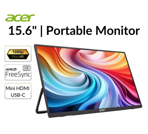 Acer PM161Q Abmiuuzx 15.6" Portable Monitor 1920x1080 IPS 5ms 60Hz Refurbished
