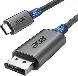 Acer USB C to Display Port Cable 15 FT (4K@60HZ 2K@165Hz) for Laptop | Type-C to DP Cord(Sturdy Aluminum, Plug & Play) Thunderbolt 3/4/5 Compatible with MacBook Pro/Air, iPhone 17 Pro/Max, Surface