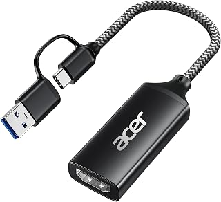 acer Video Capture Card, HDMI to USB 3.0 Capture Card for Streaming, 1080P 60FPS HDMI Capture Card with Type-C/A, Compatible for Switch2, PS5/4, Quest3, Camera, OBS, Xbox