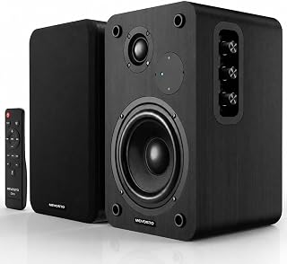 Active Bookshelf Speakers 36W RMS - BT 5.4 Wireless Speaker with 5 Inch Woofer, Silk Dome Tweeter PC Speakers - USB Digital Audio Studio Monitors Bass & Treble Adjust AUX Input for Record Player TV