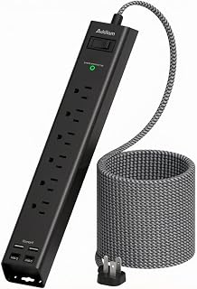 Addtam 15Ft Power Strip Surge Protector with 6 Outlets and 4 USB Ports (2 USB-C), 15FT Long Extension Cord, Flat Plug Multi Outlet Extension Cord for Home, Office, Garage and Workshop
