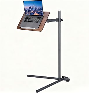 Adjustable Laptop Stand for Bed and Couch V-Shaped Base | Dual metal clips, wood and steel frame, tool-free assembly, book stand, fits iPad Pro 12.9, Surface Pro, Kindle, for desk
