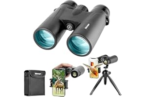 Adorrgon 12x42 HD Binoculars for Adults High Powered with Phone Adapter, Tripod and Tripod Adapter - Large View Binoculars with Clear Low Light Vision - Binocular for Bird Watching Cruise Travel
